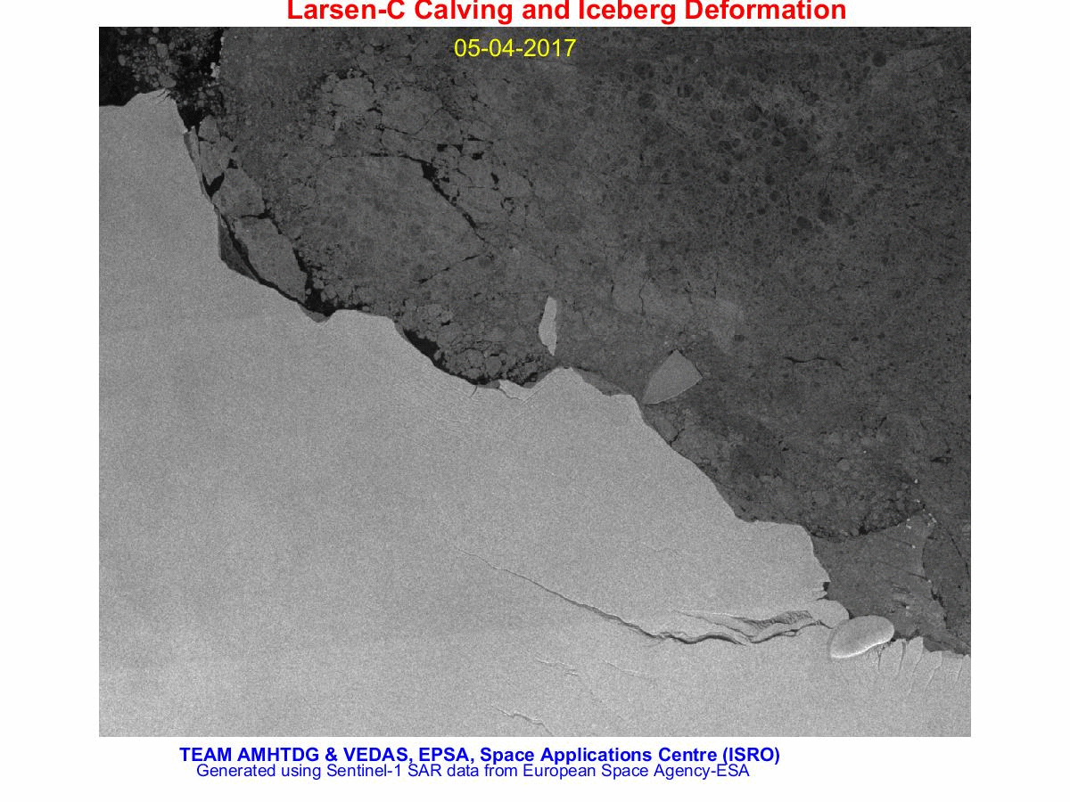 Antarctica : Larsen C Rift Propagation and Calving as seen since 5th April
                2017