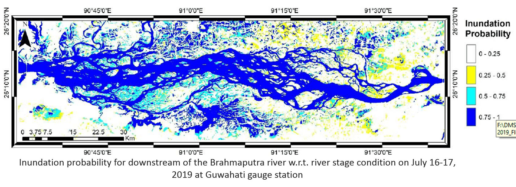 Image for Experimental short range water level and inundation forecast for the
                Brahmaputra river